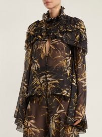 Palm-print silk-chiffon blouse at Matches